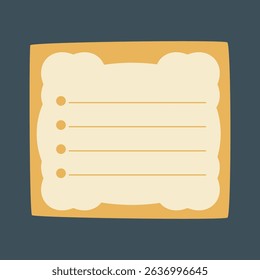 Cute Yellow Sticky Note with List sign in isolated background