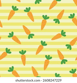 Cute yellow striped pattern with carrots