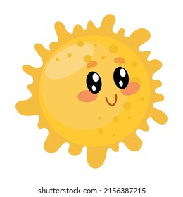 cute yellow sun with kawaii eyes.  the source of life on our planet