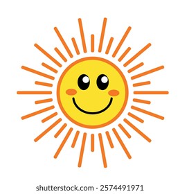 cute yellow sun sticker with smile