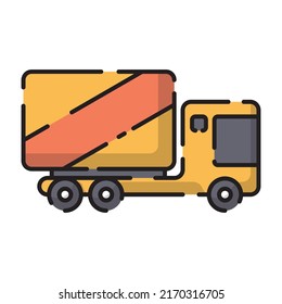 Cute Yellow Truck Flat Design Cartoon for Shirt, Poster, Gift Card, Cover, Logo, Sticker and Icon.