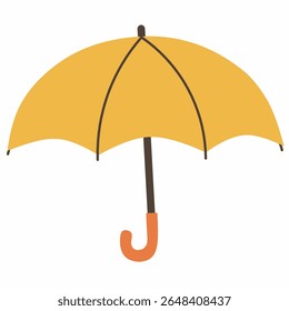 Guarda-chuva amarelo bonito em estilo plano. Ideal para a ilustração de clima, chuva, monções ou acessórios infantis. Objeto de vetor alegre e simples para conceitos de dia chuvoso.