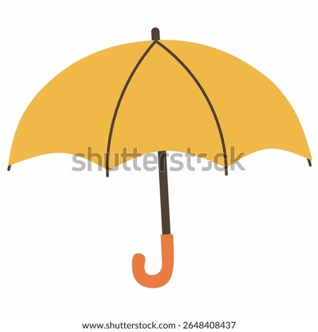 Cute yellow umbrella in flat style. Ideal for weather, rain, monsoon, or children’s accessories illustration. Cheerful and simple vector object for rainy day concepts.