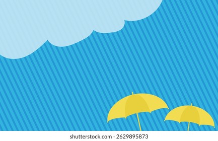 Ilustração de fundo amarelo bonito guarda-chuva dia chuvoso