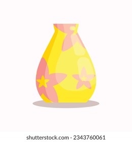 Cute Yellow Vase Vector Flat Design