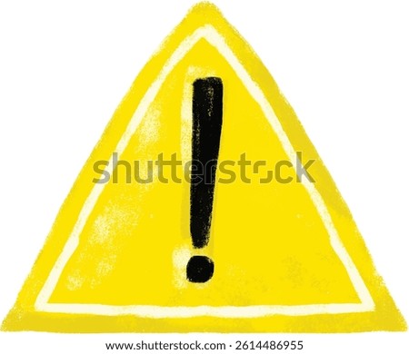Cute yellow warning danger zone traffic road sign doodle hand drawn kids illustration watercolour
