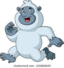 Cute yeti cartoon character running