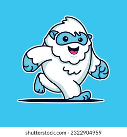 Cute Yeti Cartoon Icon Illustration. Animal Nature Icon Concept Isolated Premium Logo Icon. Flat Cartoon Style.