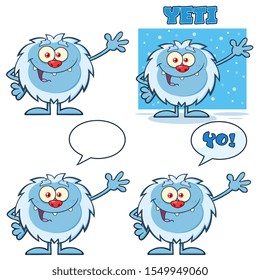 Cute Yeti Cartoon Mascot Character Set 1. Vector Collection Isolated On White Background