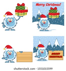 Cute Yeti Cartoon Mascot Character Set 11. Vector Collection Isolated On White Background