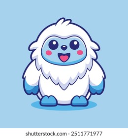 Cute Yeti Cartoon Vector Icon Illustration. Isolated Flat Cartoon Style