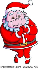 The cute yeti dwarf with the santa costume is giving the silly face of illustration