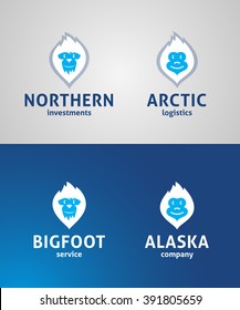 Cute Yeti Face Original Symbols. Memorable Visual Metaphor. Bigfoot Simple, Solid & Bold Mark. Represents the Concept of North, Alaska, Arctic Cold, Chill, Winter Sports, Ice, Power etc.