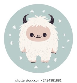 Cute yeti hand drawn illustration in Scandinavian style for kids. Abominable monster clipart	