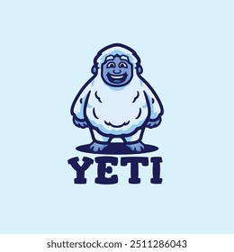 Monstruo lindo de Yeti Icono de Vector de dibujos animados de personaje de logotipo de pie grande