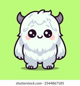 cute yeti monster cartoon character myth legend flat color vector illustration template design