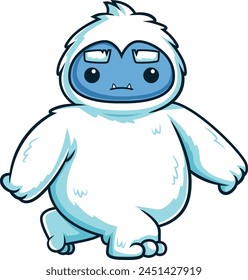 Cute yeti monster walking vector illustration