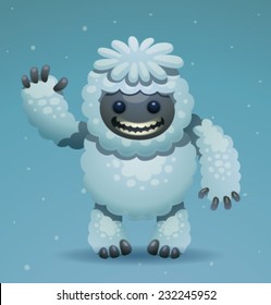 Cute Yeti says hello, vector