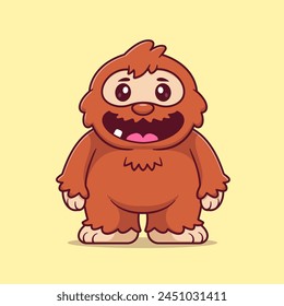 Cute Yeti Standing Cartoon Vector Icon Illustration. Animal Nature Icon Concept Isolated Premium Vector. Flat Cartoon Style