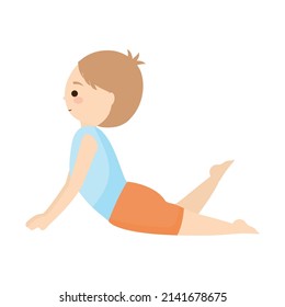 cute yoga boy doing stretching