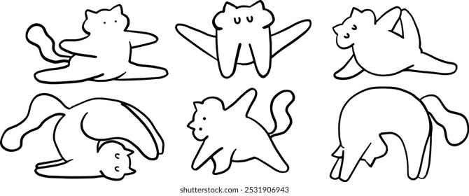 Cute Yoga Cat Doodle Set for Relaxation, Fitness and Pet Themes Designs 