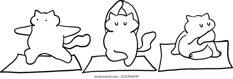 Cute Yoga Cat Doodle Set for Relaxation, Fitness and Pet Themes Designs 