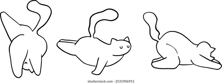 Cute Yoga Cat Doodle Set for Relaxation, Fitness and Pet Themes Designs 