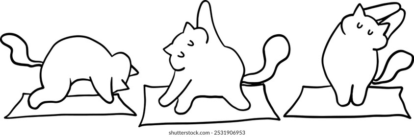 Cute Yoga Cat Doodle Set for Relaxation, Fitness and Pet Themes Designs 