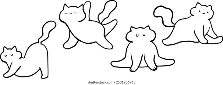 Cute Yoga Cat Doodle Set for Relaxation, Fitness and Pet Themes Designs 