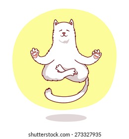 cute yoga cat. vector cartoon illustration