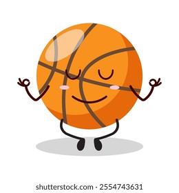 cute yoga expression of basket ball cartoon character