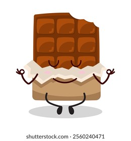 cute yoga expression of bite chocolate bar character
