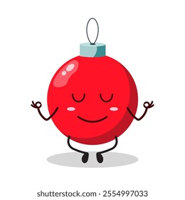 cute yoga expression of Christmas ball cartoon character