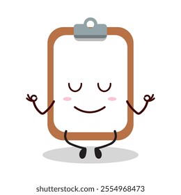 cute yoga expression of clipboard cartoon character