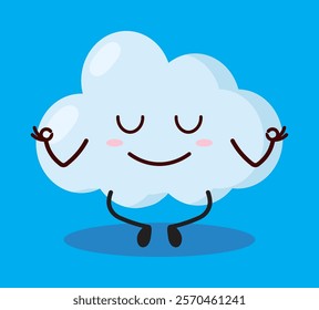 cute yoga expression of cloud cartoon character

