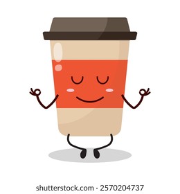 cute yoga expression of coffee cup cartoon character
