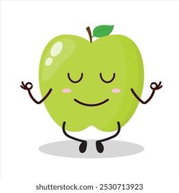 cute yoga expression of green apple cartoon character