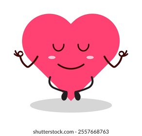 cute yoga expression of heart cartoon character
