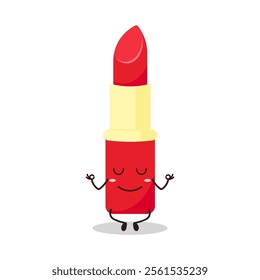 cute yoga expression of lipstick cartoon character
