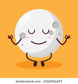 cute yoga expression of moon cartoon character
