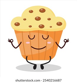 cute yoga expression of muffin character