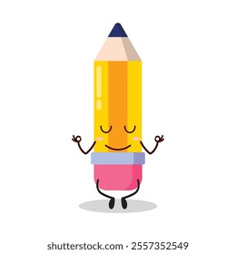 cute yoga expression of pencil cartoon character