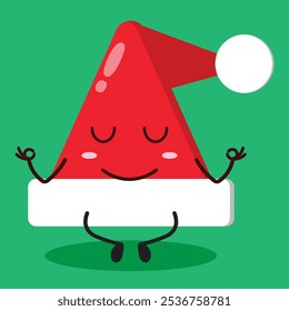 cute yoga expression of Santa Clause hat character