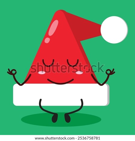 cute yoga expression of Santa Clause hat character