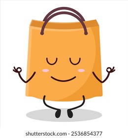 cute yoga expression of shopping bag character