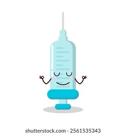 cute yoga expression of syringe cartoon character
