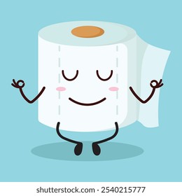 cute yoga expression of toilet paper character