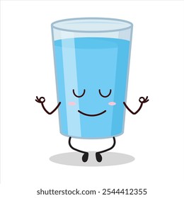 cute yoga expression of water in glass cartoon character