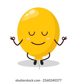 cute yoga expression of yellow balloon cartoon character
