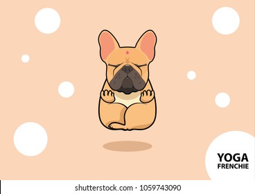 Cute Yoga Frenchie. Peaceful meditation posture in Frenchie style. Tranquil Frenchie in a cute yoga pose. Serene and peaceful meditation are captured in this delightful vector design.